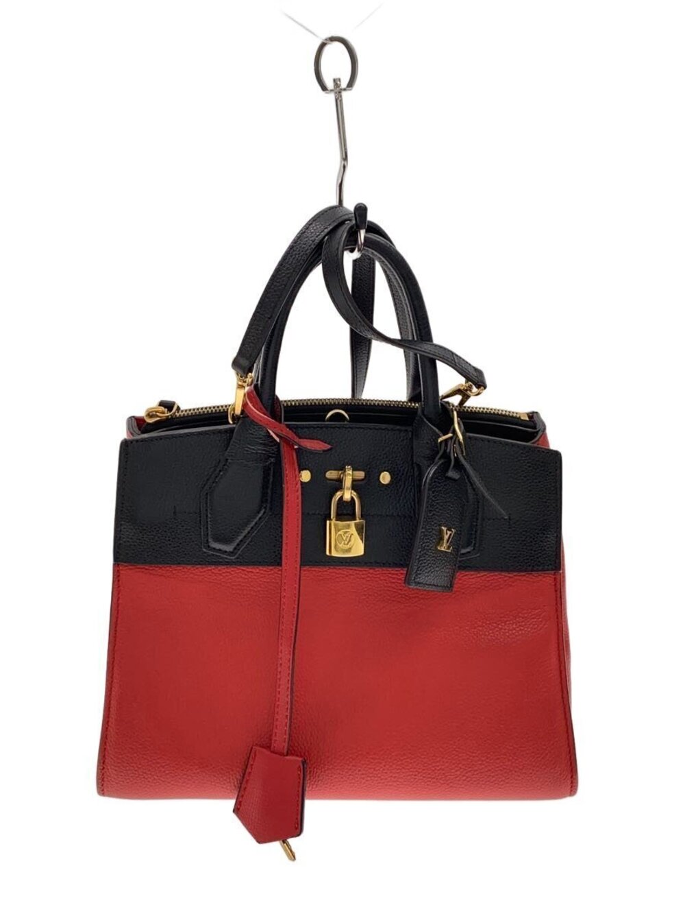 LOUIS VUITTON City Steamer Bicolor Rouge Red x Noir Black Cowhide Leather RED